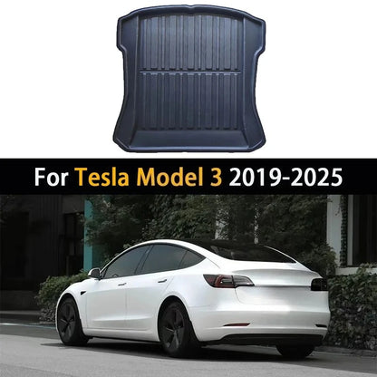 Car Rear Trunk Mat For Tesla Model 3 2019-IN 2025 2024 Waterproof Boot Luggage Tray Rug Floor Liner Pads Cargo Cover Accessories