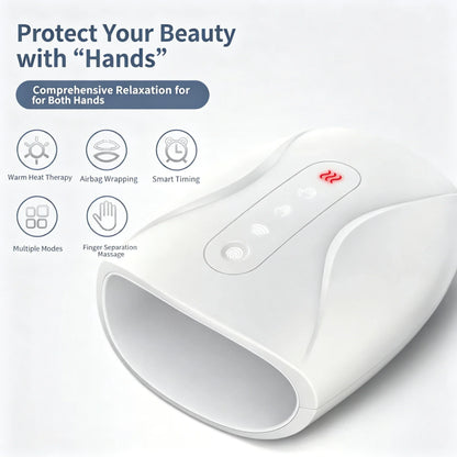 Electric Hand Massager Device Wireless Palm Finger Acupoint Air Pressure Heat Compression Smart Timer for Women Beauty Care