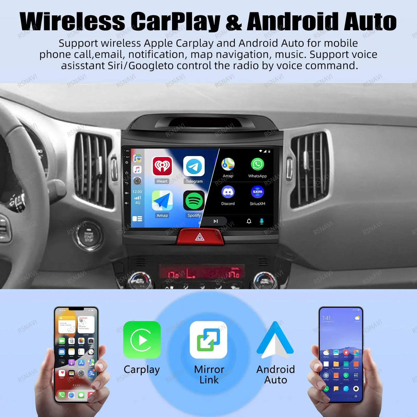 Car Radio Android 15 For KIA Sportage 2010 2011 2012 2013 2014 2015 2016 5G WIFI Qualcomm Navigation DSP Stereo Multimedia GPS