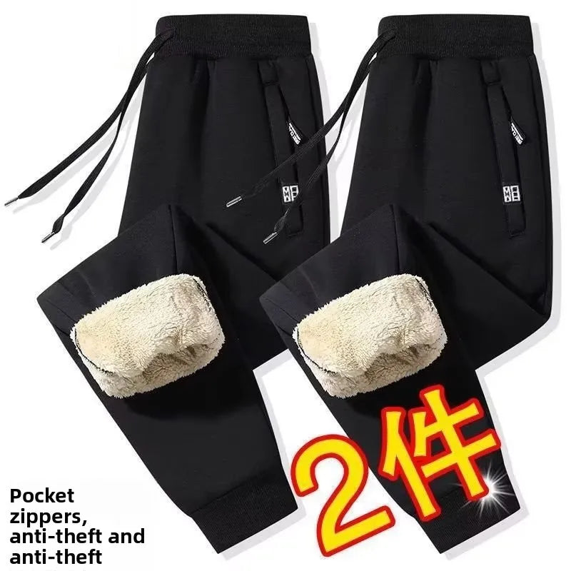 Extra Thick Lamb Velvet Men's Winter Fleece Lined Special Thick Cotton Trousers Autumn Winter Style Sport Sweatpants Casual P...