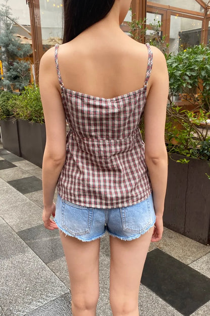 Brandy Melville Pure Cotton Three-Button Base Layer Vest Sweet Style V-Neck Sleeveless Tank Top for Women Spring Summer