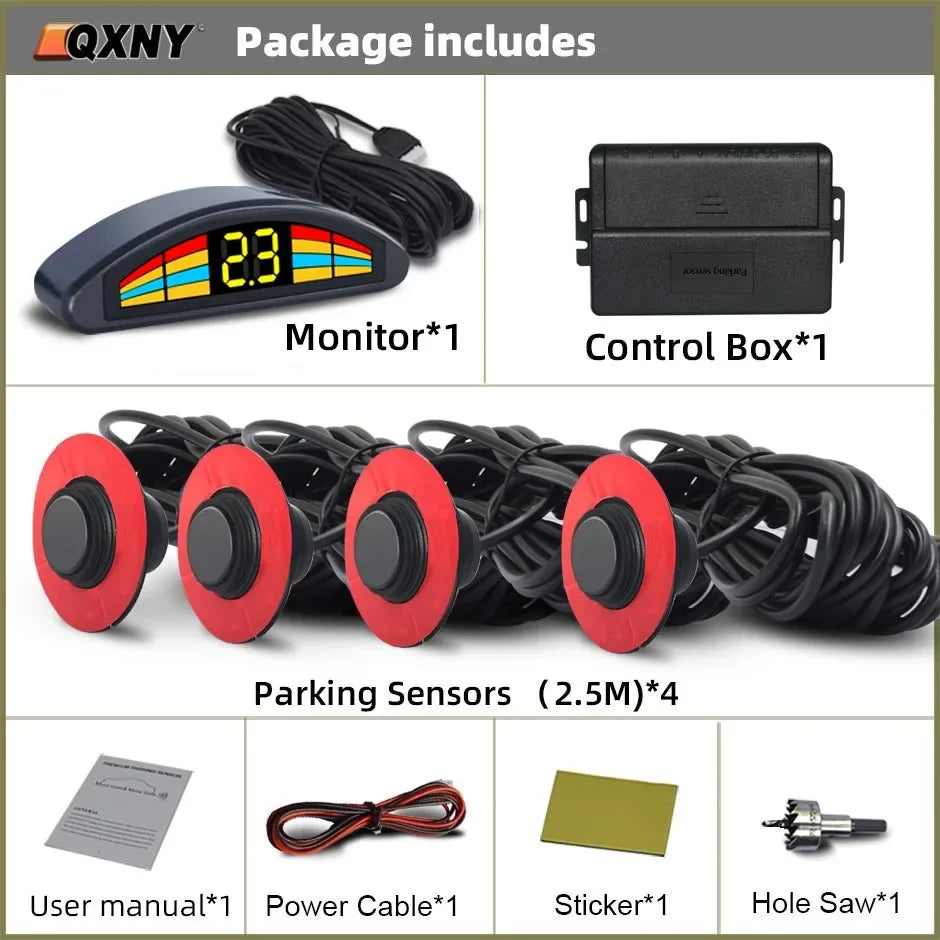 Parking Sensor Kit  Flat 16.5mmParktronic Reversing Backup Radar Recoil Auto Detector  Assistance Voice Buzzer Automobile Car