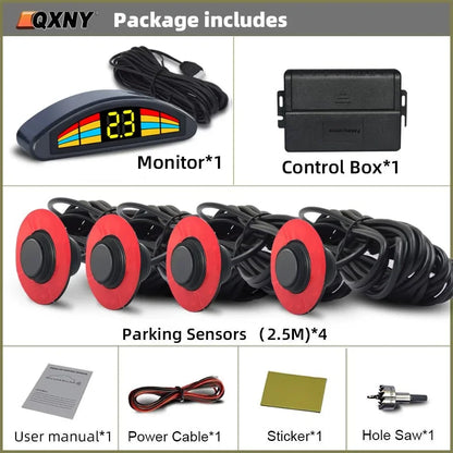 Parking Sensor Kit  Flat 16.5mmParktronic Reversing Backup Radar Recoil Auto Detector  Assistance Voice Buzzer Automobile Car