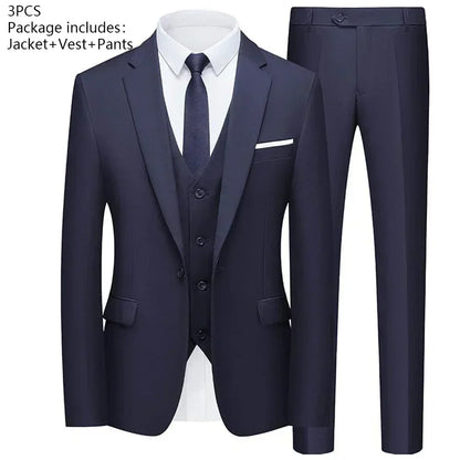 Elegant Men Suit For Wedding 3 Pieces 2 Sets Jackets Vest Pants Blazers Full Fashion Slim Fit Coats 2025 Formal Classic Costume