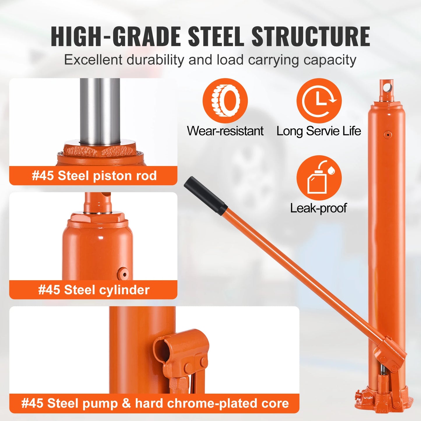 SucceBuy Hydraulic Long Ram Jack 4 Ton Engine Hoist Cylinder with Single Piston Pump Hydraulic Ram Cylinder Engine Lift Hoists