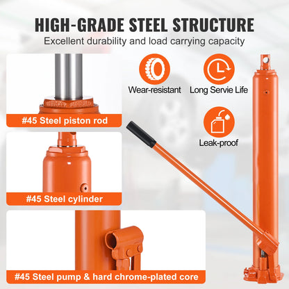 SucceBuy Hydraulic Long Ram Jack 4 Ton Engine Hoist Cylinder with Single Piston Pump Hydraulic Ram Cylinder Engine Lift Hoists