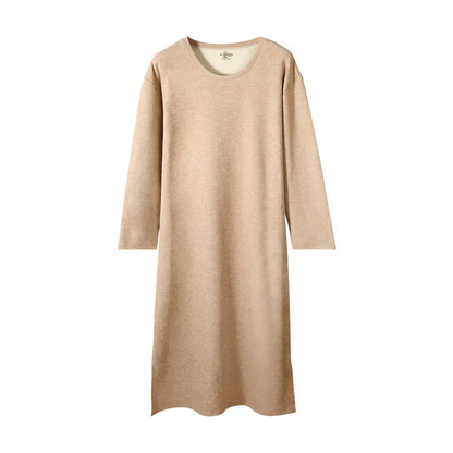 Men's Autumn and Winter Long-sleeved One-piece Nightdress Knee Bathrobe Long Nightgown Integrated Loungewear Wool Silk Pajamas