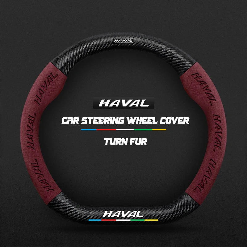 38cm Suede Leather Car Steering Wheel Cover for Haval H1 H2 H3 H4 H5 F7X H6 H7 H9 GMW M4 M6 F7 F50 C50 2011-2023 Jolion