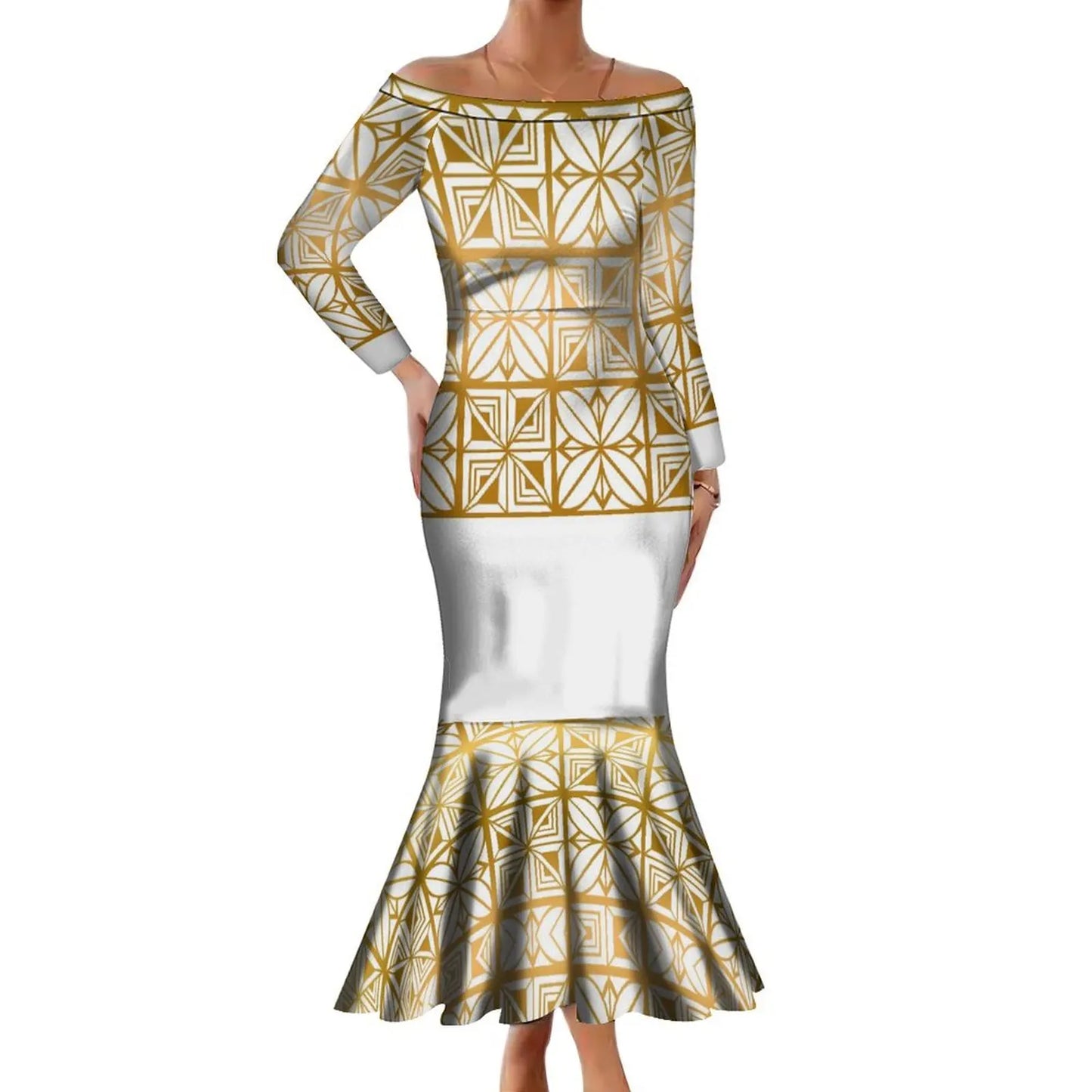 New Design Customize Polynesian Print Micronesian Loose Casual puffy dress Plus Size Women Clothing