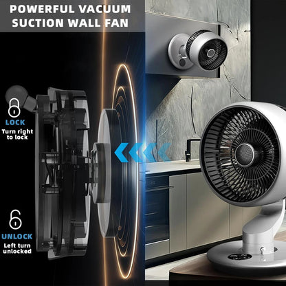 7800 MAh USB Suction Cup Fan Silent 120°Shaking Head Fan Household Circulating Fan Kitchen And Bathroom Non Perforated Hang Wall
