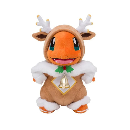 25CM Merry Christmas Sawsbuck Poncho Charmander Pikachu Pokemons Stuffed Plush Toys Anime Pokemons Plush Toys Dolls Kids Gifts