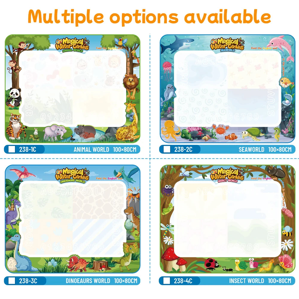 Magic Water Drawing Mat Canvas Reusable Painting Board Doodle Color Reveals When Wet With Mat Pens Sketchbook Tracing Boards