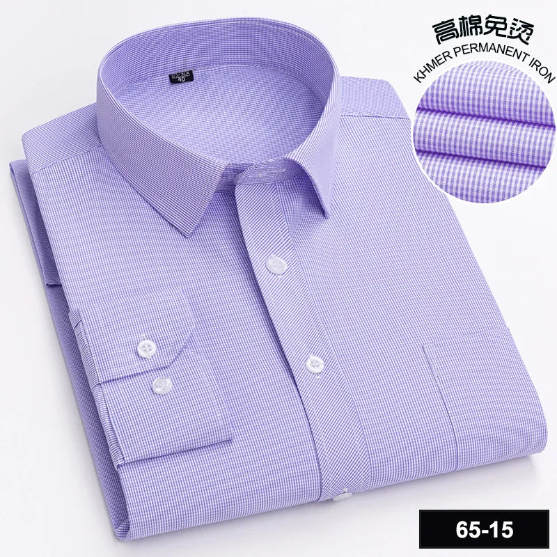 Men's High-quality Fashion Casual Print Plaid Stripe Long Sleeve Shirts Single Pocket Comfort Fit Business Formal Office Blouses