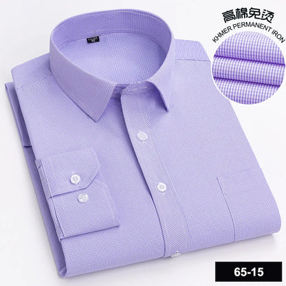 Men's High-quality Fashion Casual Print Plaid Stripe Long Sleeve Shirts Single Pocket Comfort Fit Business Formal Office Blouses