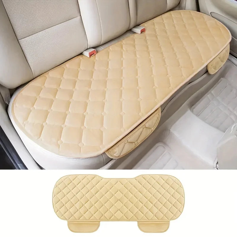 Rear Car Seat Covers Flocking Cloth Car Cushion Non Slide Checkered Winter Keep Warm Mat Pad Universal Fit Truck SUV Van