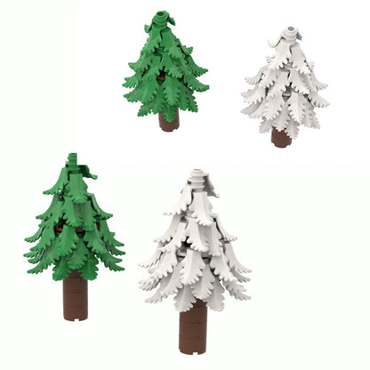 MOC Plant & Tree Parts: Green Grass, Pine Trees, Leaf Flowers & City Building Bricks Accessories - Assemble Blocks Kit