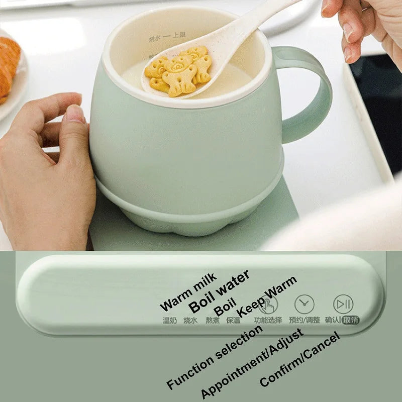 500ml Hot Milk Cup Dormitory Appointment Split Health Cup 300W Electric Heating Cup Multi-function Stewing Boiling Thermos Cup