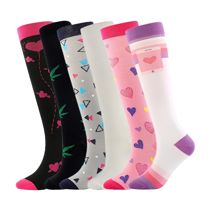 3/5/6 Pairs Compression Socks Exercise Mountaineering Running Sports Socks Elastic Medical Blood Circulation Swelling Nurse Sock