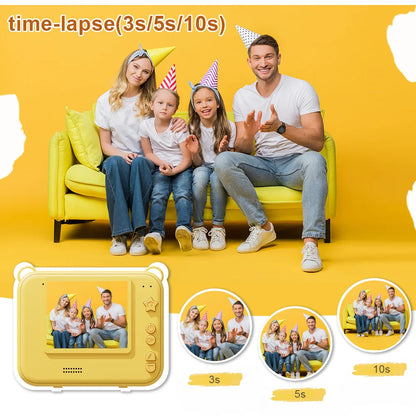 Kids Instant Print Camera 1080p High-Definition Dual Camera 1500 mAh High-Capacity Battery, 10x Zoom, Gift for 4+ Year-Old Kids