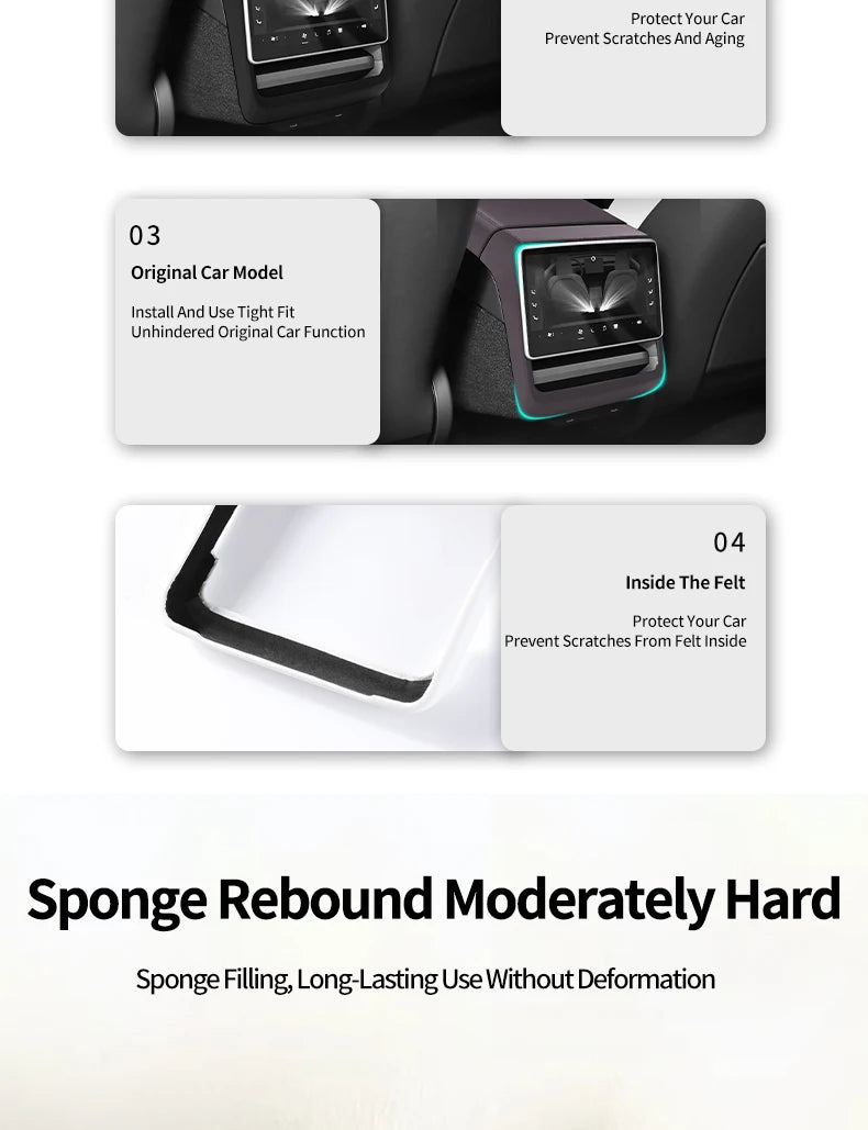 For Tesla Model 3 Highland & Model Y Juniper Rear Air Vent Cover & Leather Center Console Armrest Box Protection Car Accessories