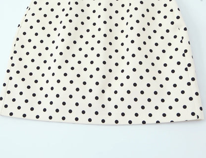 HH Summer Fashion Women's Polka Dot Mini Dress 2026 Short Sleeve Lace Up Collar Party Dress Female Hollow Out Sexy Evening Dress
