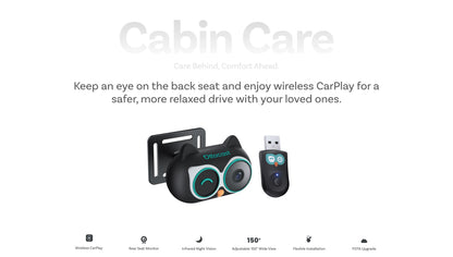 Ottocast Cabin Care Wireless CarPlay Adapter Baby Car Camera 1080P HD 150° Wide-angle Night Vision Backseat Monitor for 98% Car