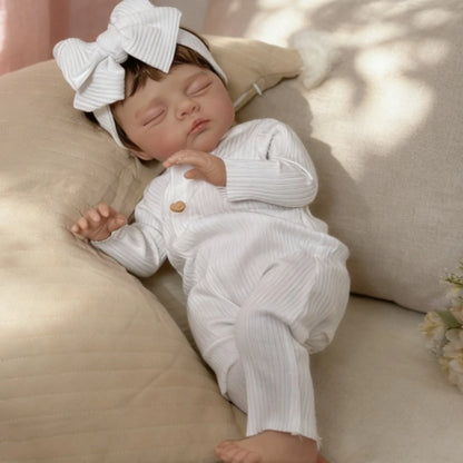 BZDOLL 48cm 19in Asleep Reborn Doll, 3D Veined Skin, Cloth Body, Lifelike Handmade Collectible Birthday Gift