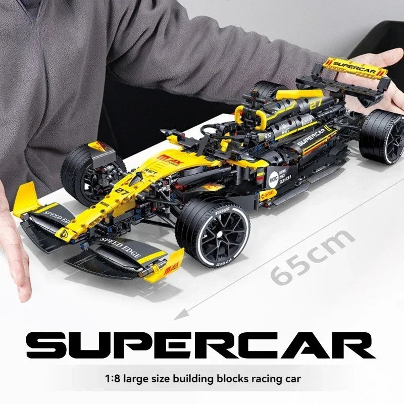 1:8 Technical JKC7205 Racing Driver 27 Building Block Supercar Remote Control Lighting Racing Renault F1 Toy Kids Gift