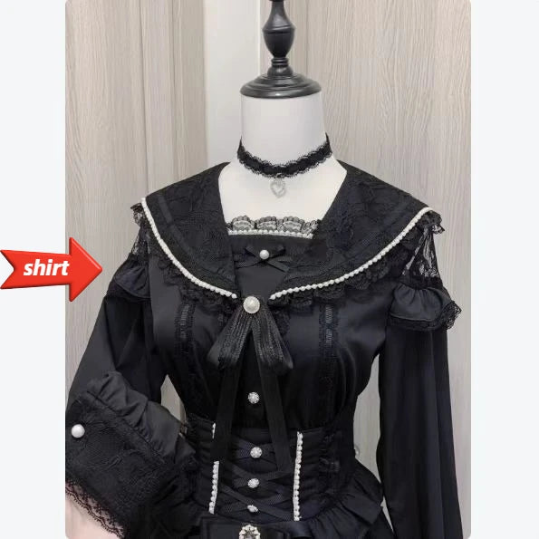 Jirai Kei Lolita Blouse Kawaii Top Women Cute Japanese Style Shirt with Bow Y2K Elegant Long Sleeve Sweet Casual Aesthetic Tops