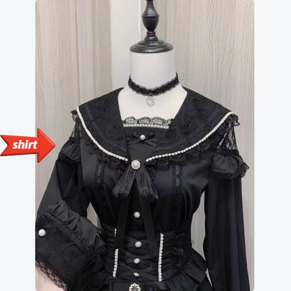 Jirai Kei Lolita Blouse Kawaii Top Women Cute Japanese Style Shirt with Bow Y2K Elegant Long Sleeve Sweet Casual Aesthetic Tops