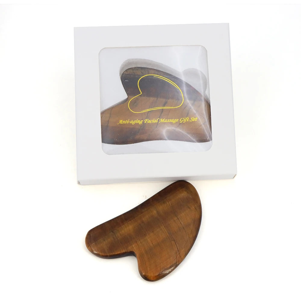 Natural Stone Gua Sha Massage Board Pink Rose Quartz Amethyst Guasha Plate Jade Face Massager Scrapers Tools for Neck Back Body