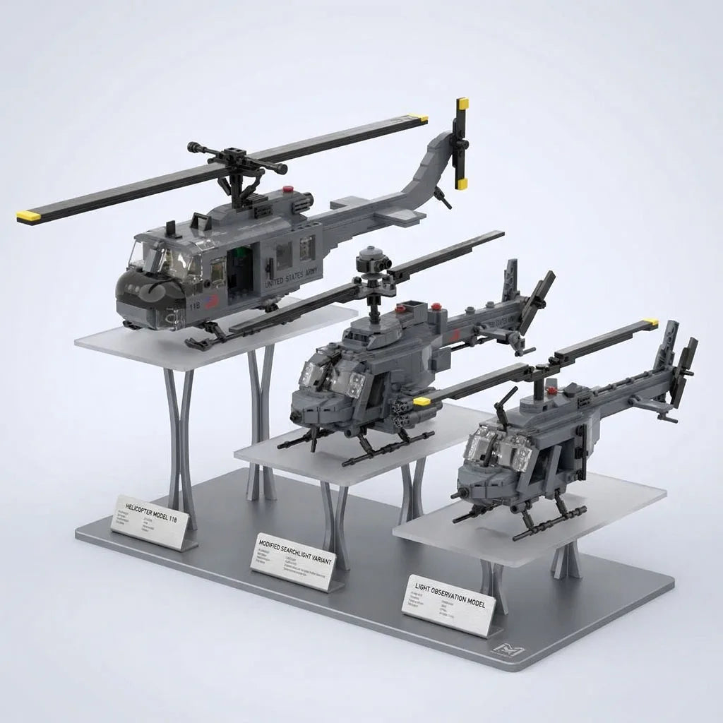 US Army UH-1D OH-58A/D Helicopter Building Blocks Vietnam War Aircraft Bricks Model Toys For Collection