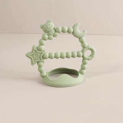 Anti-drop Wristband Baby Teether Silicone Bear Moon Star Teething Toy Non-slip Handheld Teether for Newborn Babies