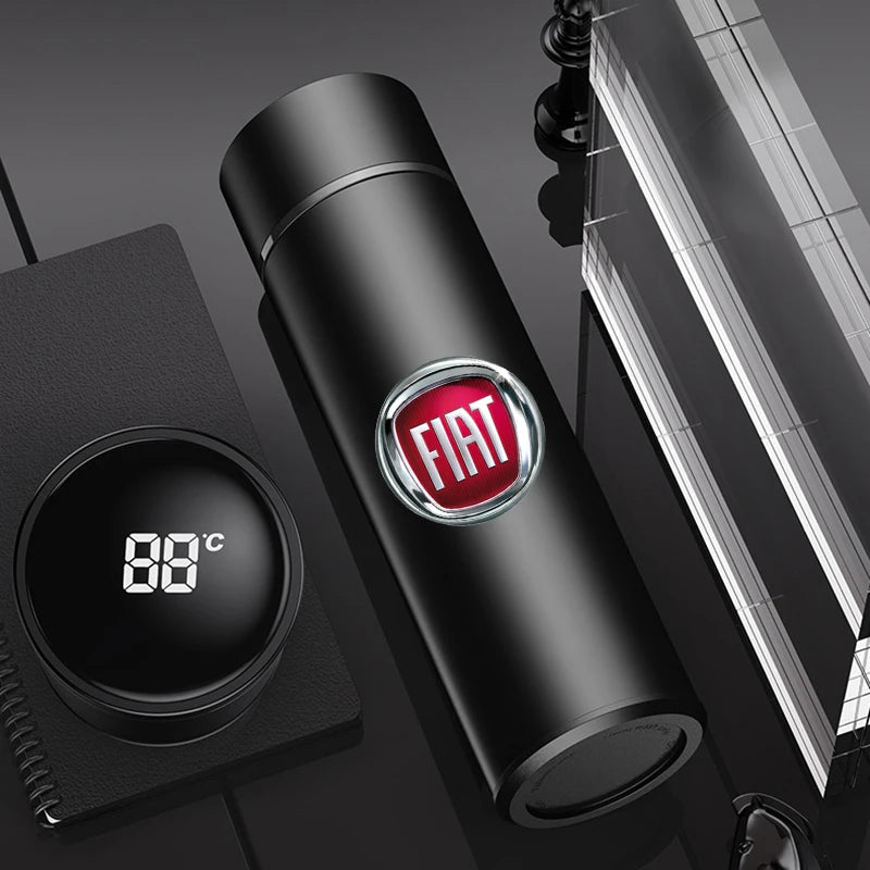 Car Smart Thermos Cup 500ml Portable Temperature Display Water Bottle For FIAT 500 500C 2012 500X 500L Fiat 695 Car Accessories