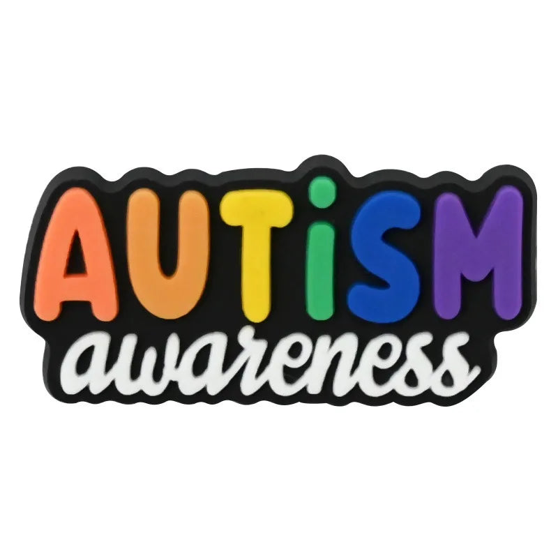 1-16Pcs Be Kind Autism Awareness Love Patience Understanding Pvc Garden Shoe Charms Buckle Kid Cartoon Accessories DIY Backpack