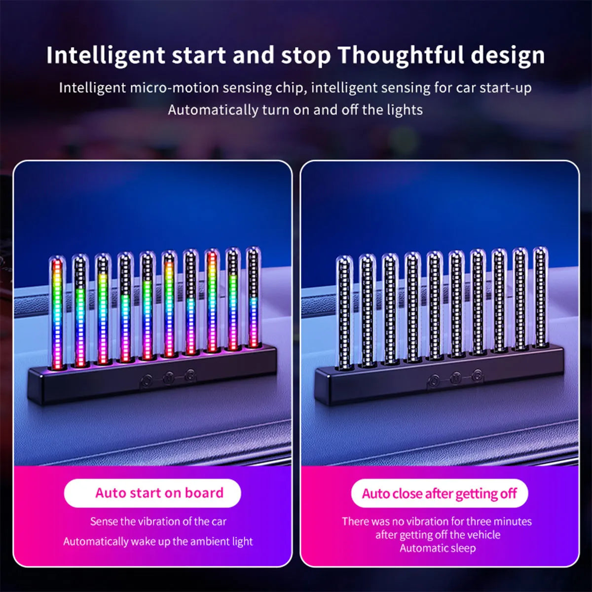 Sound Control Pickup Light Dynamic Gradient RGB Ambient Light Universal Car Air Vent Dashboard Ornament LED Interior Decor Light