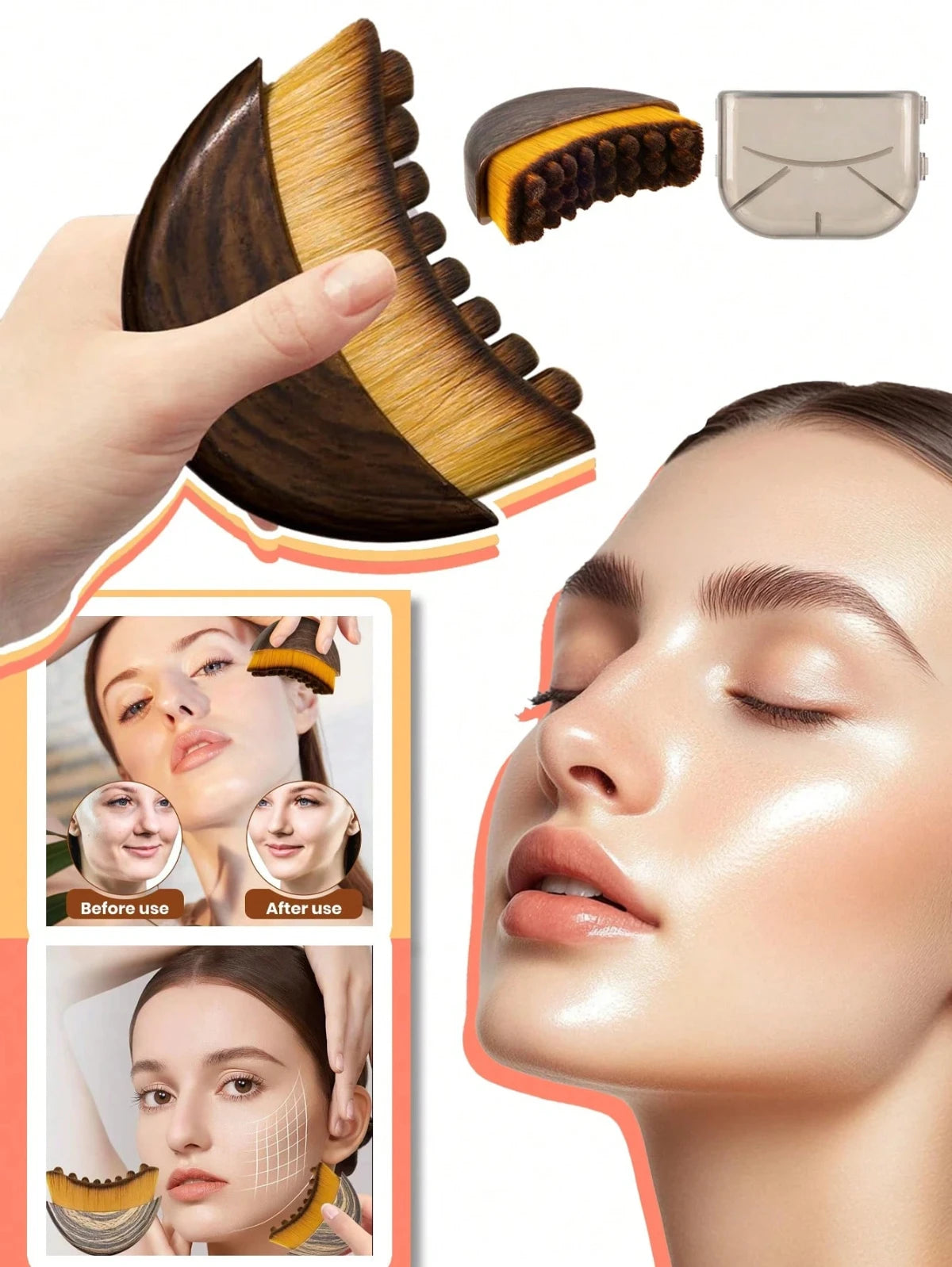 Lymphatic Contour Face Brush,Chin &Jawline Sculpting,Drainage Massager for Face,Ergonomically Designed to Fit The Skin Precisely