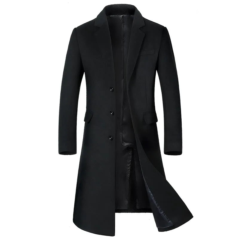 Quality Thickened Long Woolen Blends Coat Men's Autumn Winter New Style Casual Business Windbreaker Jacket Fashion Trench Coats