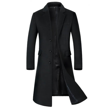 Quality Thickened Long Woolen Blends Coat Men's Autumn Winter New Style Casual Business Windbreaker Jacket Fashion Trench Coats