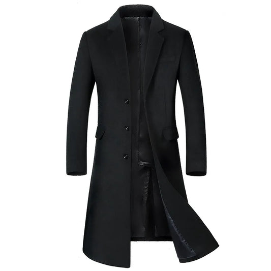 Quality Thickened Long Woolen Blends Coat Men's Autumn Winter New Style Casual Business Windbreaker Jacket Fashion Trench Coats