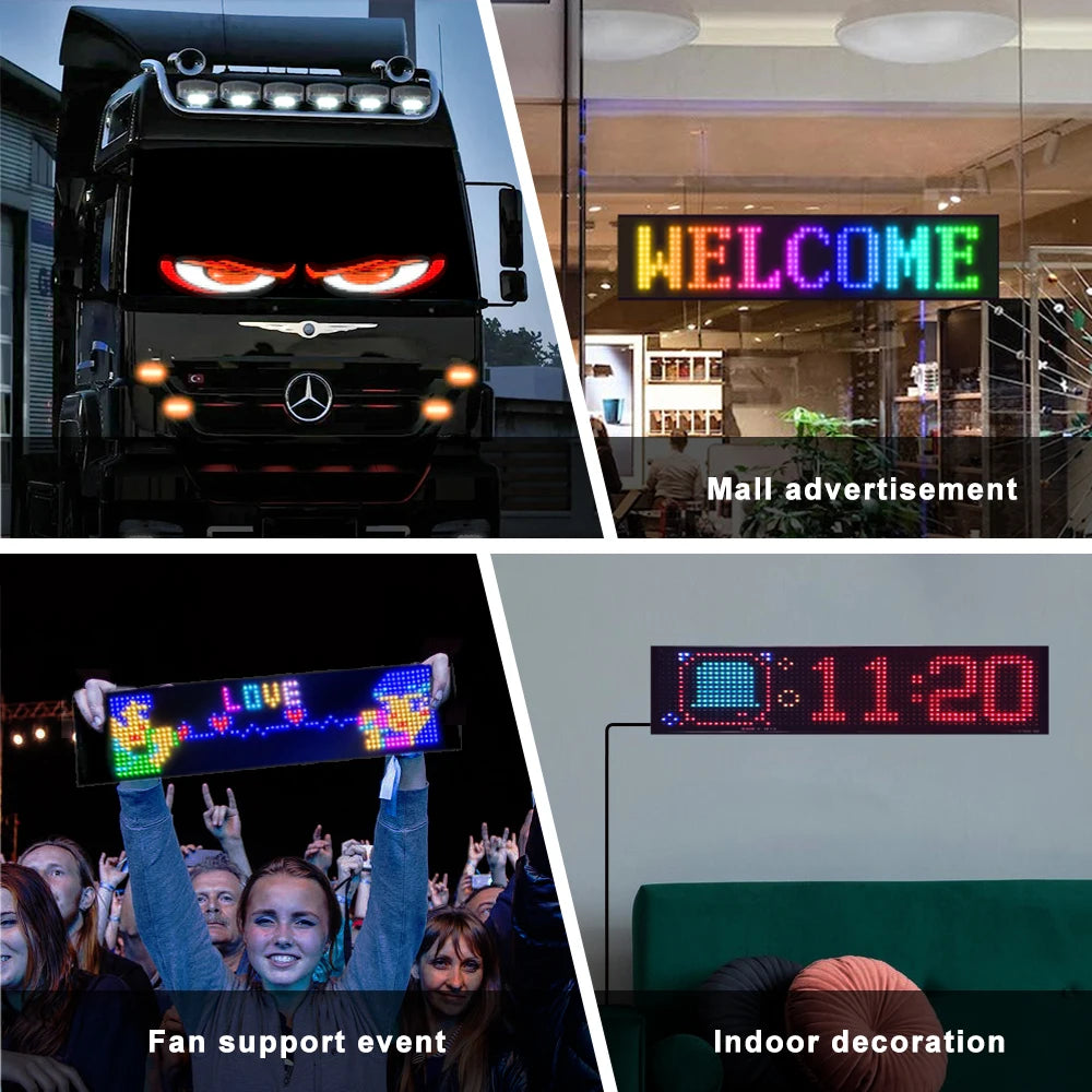 LED Devil Eyes Programmable LED Display Flexible for Car Board Windshield App Remote Control Custom Text Pattern Decor LED Light