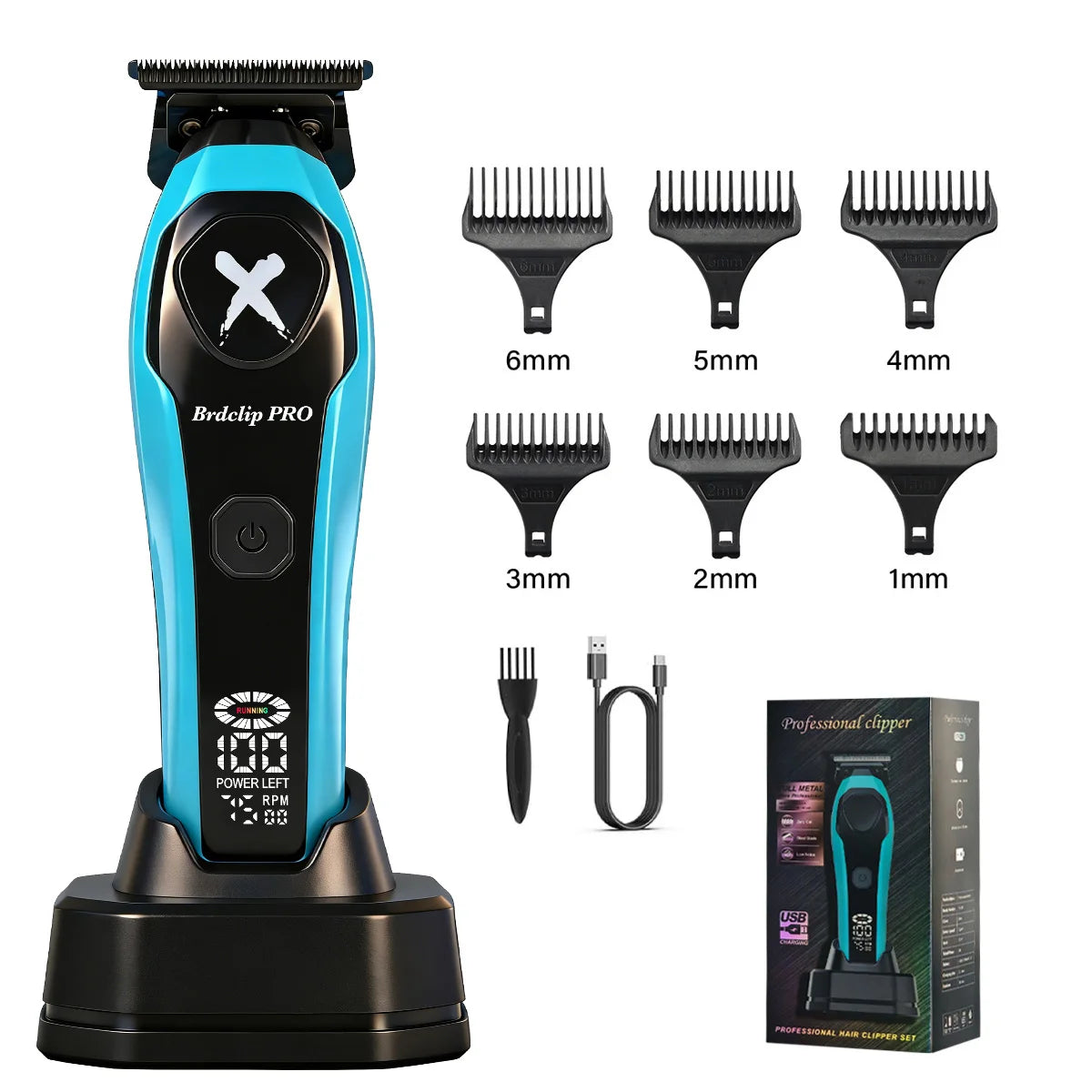 BRDCLIP Professional 7500RPM Barber Hair Clipper Set DLC Blade Base Charger 2-Speed Hair Trimmer Salon Use for Men Shaver