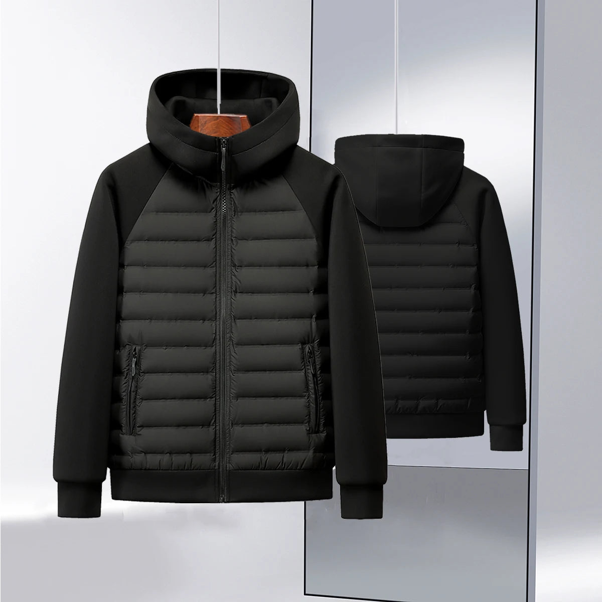 High-quality, Fashionable and Stylish Winter New 90 White Duck Down Hooded Light and Thin Spliced Down Jacket for Both Men and W
