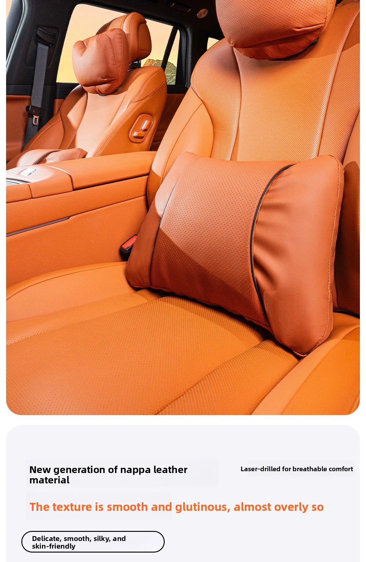 High Quality Universal Car Headrest Cushion Car Seat Neck Pillow High-grade Leather Breathable Lumbar Support Car Pillow