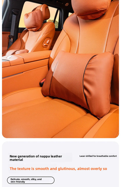 High Quality Universal Car Headrest Cushion Car Seat Neck Pillow High-grade Leather Breathable Lumbar Support Car Pillow