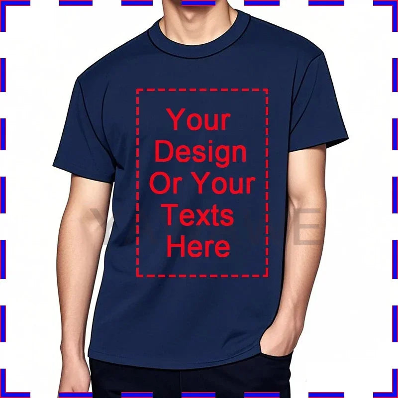 Customized Tee Shirt For Men Design Your Logo Here Cotton Unisex Tshirt  Cotton Summer Top Fashion Unisex Tshirt
