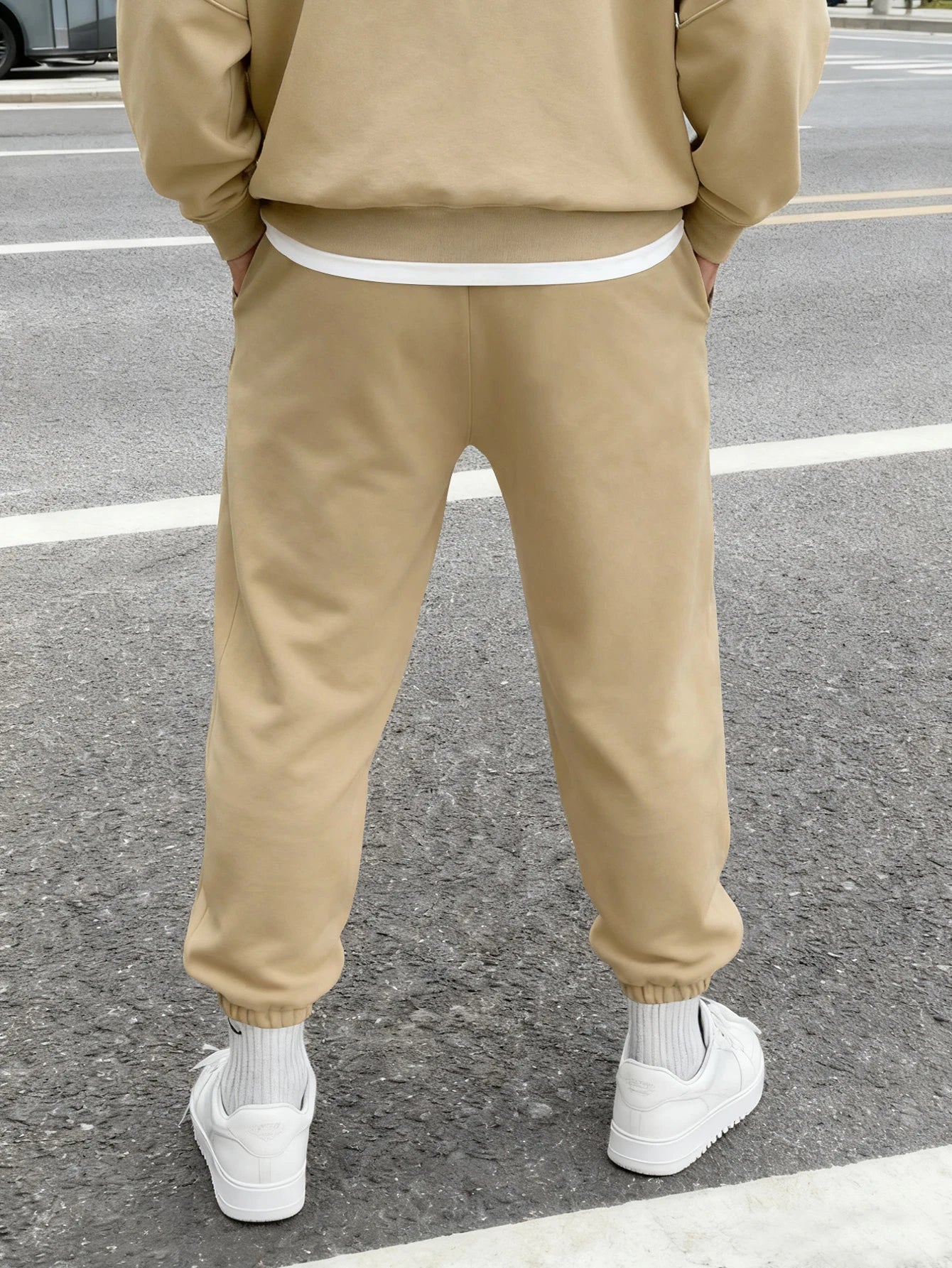 Men Retro Gothic Vertical Letter Flame & Planet Graphic Joggers Elastic Cuff Cozy Loose Fit Urban Casual Street Sweat Pants