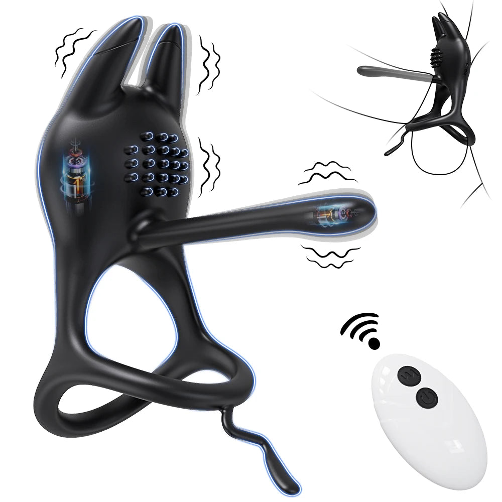 Cock Ring Vibrating for Men Male Erectile Penis Ring G-Spot Clitoris Anal Stimulator Ejaculation Delay Adult Sex Toy for Couples