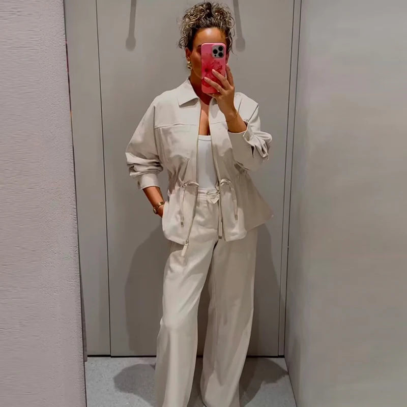 Autumn Pants Sets Women's 2025 New Fashion Loose Elegant Warm Women's Sets Chic Street Travel Holiday Autumn 2-piece Suits