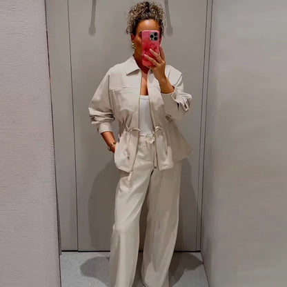 Autumn Pants Sets Women's 2025 New Fashion Loose Elegant Warm Women's Sets Chic Street Travel Holiday Autumn 2-piece Suits